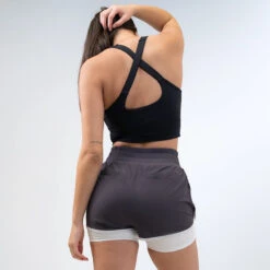 Women's Shorts With Compression Lining -RIVAL BOXING SHOP rival 2024 womens compression shorts back grey 01