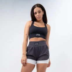 Women's Shorts With Compression Lining -RIVAL BOXING SHOP rival 2024 womens compression shorts front grey 01