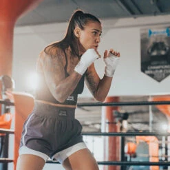 Women's Shorts With Compression Lining -RIVAL BOXING SHOP rival 2024 womens compression shorts front grey 02